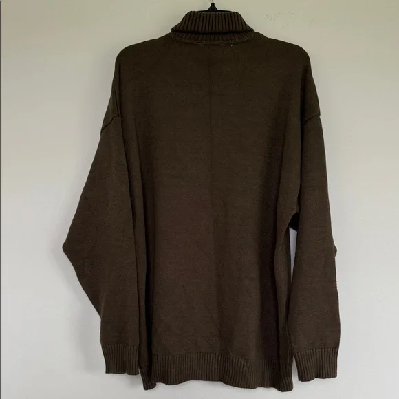 Ami Alexandre Mattiussi Green Turtleneck Sweater with Heart Detail